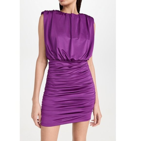 Veronica Beard 'Bora' Ruched Jersey Sleeveless Mini-Dress, Dark Violet - Picture 1 of 5